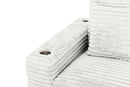 Lindyn II Ivory Jumbo Corduroy 2pc Reversible Sectional Sofa w/ Dual Cupholders & USB Ports - Ornate Home