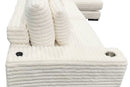 Lindyn II Ivory Jumbo Corduroy 3pc Reversible Sectional Sofa w/ Dual Cupholders & USB Ports - Ornate Home