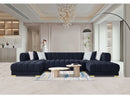 Lipa Black Velvet Double Chaise "U" Shape Sectional Sofa - Ornate Home