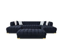 Lipa Black Velvet Double Chaise "U" Shape Sectional Sofa - Ornate Home