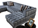 Lipa Gray Velvet Double Chaise "U" Shape Sectional Sofa - Ornate Home