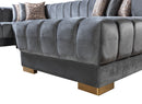 Lipa Gray Velvet Double Chaise "U" Shape Sectional Sofa - Ornate Home