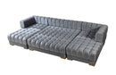 Lipa Gray Velvet Double Chaise "U" Shape Sectional Sofa - Ornate Home