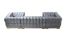 Lipa Gray Velvet Double Chaise "U" Shape Sectional Sofa - Ornate Home