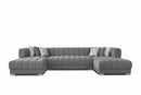 Lipa Morgan Gray Velvet Double Chaise "U" Shape Sectional Sofa - Ornate Home