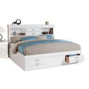 Louis Philippe III White Eastern King Bed w/ Storage - Ornate Home