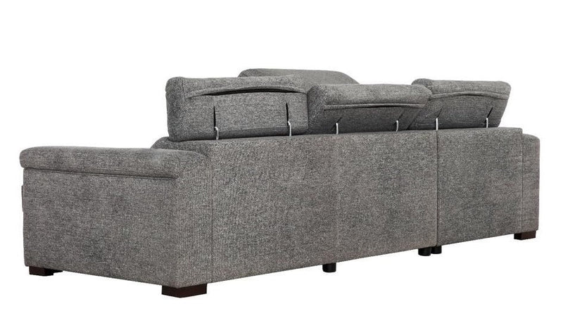 Lucious Gray Double Slider Power Sectional Sofa w/ Storage LAF Chaise - Ornate Home