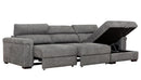 Lucious Gray Double Slider Power Sectional Sofa w/ Storage RAF Chaise - Ornate Home