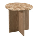 Markku Natural Marble/Oak End Table - Ornate Home