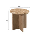 Markku Natural Marble/Oak End Table - Ornate Home