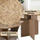 Markku Natural Marble/Oak End Table - Ornate Home