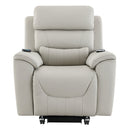 Marsha Light Gray Power Recliner W/Lift & Massage - Ornate Home