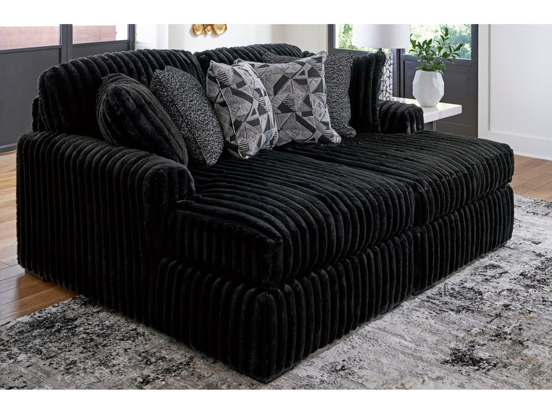Midnight-Madness Onyx Corduroy 2-Piece Double Chaise Sectional (Online Special Price) - Ornate Home