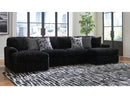 Midnight-Madness Onyx Corduroy 3-Piece Double Chaise Sectional - Ornate Home