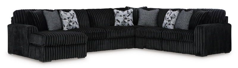 Midnight-Madness Onyx Corduroy 4-Piece LAF Chaise Sectional (Online Special Price) - Ornate Home
