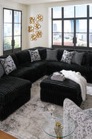 Midnight-Madness Onyx Corduroy 4-Piece LAF Chaise Sectional (Online Special Price) - Ornate Home