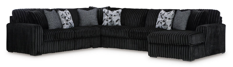 Midnight-Madness Onyx Corduroy 4-Piece RAF Chaise Sectional (Online Special Price) - Ornate Home