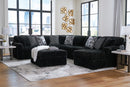 Midnight-Madness Onyx Corduroy 4-Piece RAF Chaise Sectional - Ornate Home
