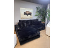 Midnight-Madness ll Black Jumbo Corduroy 2pc Reversible Sectional Sofa w/ Dual Cupholders & USB Ports - Ornate Home