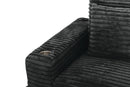 Midnight-Madness ll Black Jumbo Corduroy 2pc Reversible Sectional Sofa w/ Dual Cupholders & USB Ports - Ornate Home
