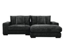 Midnight-Madness ll Black Jumbo Corduroy 2pc Reversible Sectional Sofa w/ Dual Cupholders & USB Ports - Ornate Home