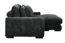 Midnight-Madness ll Black Jumbo Corduroy 2pc Reversible Sectional Sofa w/ Dual Cupholders & USB Ports - Ornate Home