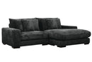 Midnight-Madness ll Black Jumbo Corduroy 2pc Reversible Sectional Sofa w/ Dual Cupholders & USB Ports - Ornate Home
