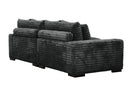 Midnight-Madness ll Black Jumbo Corduroy 2pc Reversible Sectional Sofa w/ Dual Cupholders & USB Ports - Ornate Home