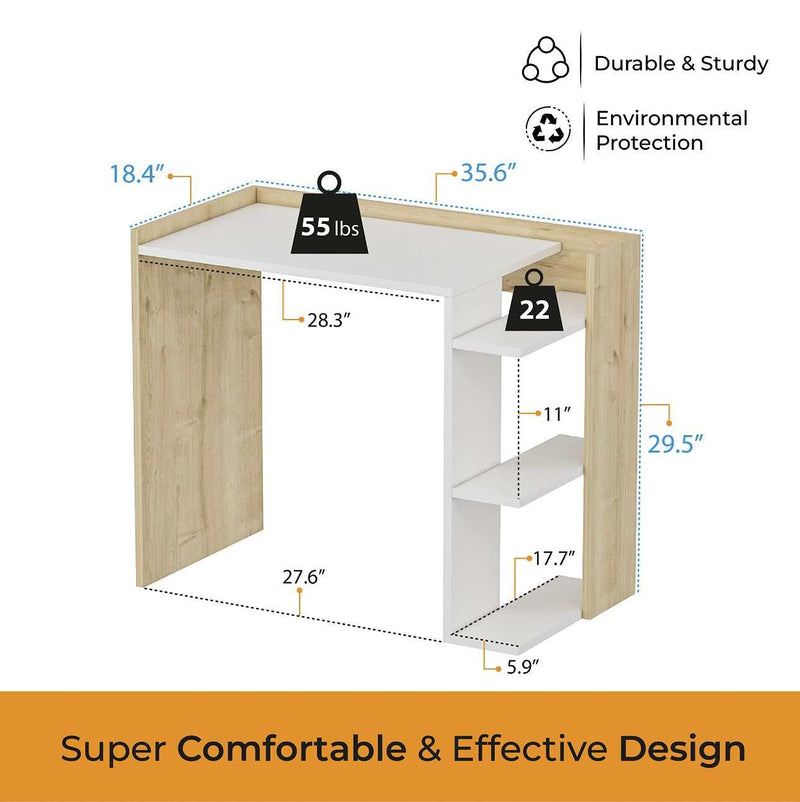 Modeazy Natural & White Multi-Purpose Side Desk - Ornate Home