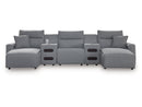 Modmax Salt and Pepper 5-Piece Power Reclining Sectional with Chaise - Ornate Home