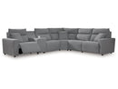 Modmax Salt and Pepper 6-Piece Reclining Sectional with Storage Console - Ornate Home