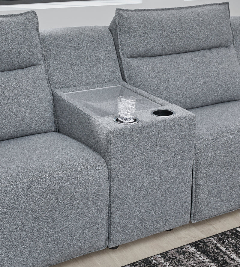 Modmax Salt and Pepper 6-Piece Reclining Sectional with Storage Console - Ornate Home