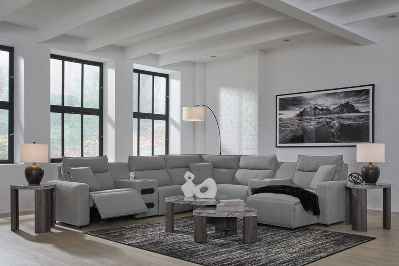 Modmax Salt and Pepper 7-Piece Power Reclining Sectional with Chaise - Ornate Home