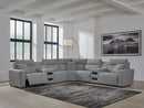 Modmax Salt and Pepper 7-Piece Power Reclining Sectional with Chaise - Ornate Home