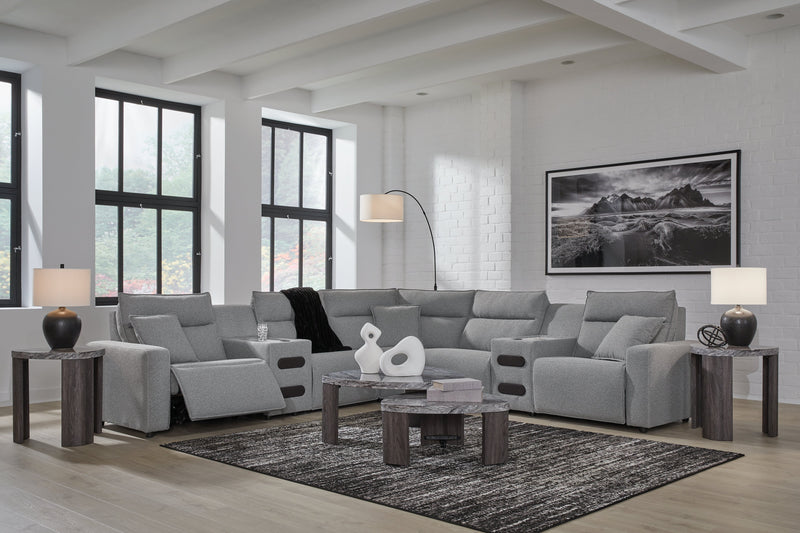 Modmax Salt and Pepper 7-Piece Power Reclining Sectional with Chaise - Ornate Home