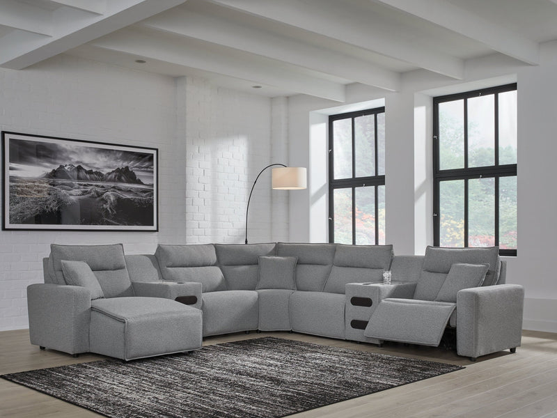 Modmax Salt and Pepper 7-Piece Power Reclining Sectional with Chaise - Ornate Home