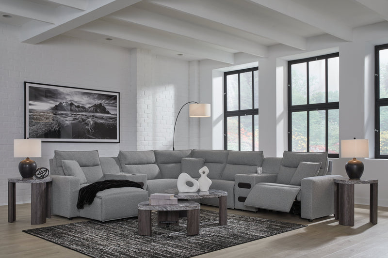 Modmax Salt and Pepper 7-Piece Power Reclining Sectional with Chaise - Ornate Home