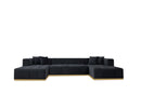 Montecito Black Velvet Double Chaise "U" Shape Sectional Sofa - Ornate Home