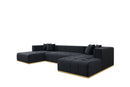 Montecito Black Velvet Double Chaise "U" Shape Sectional Sofa - Ornate Home