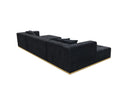 Montecito Black Velvet Double Chaise "U" Shape Sectional Sofa - Ornate Home