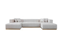 Montecito Ivory Velvet Double Chaise "U" Shape Sectional Sofa - Ornate Home