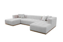 Montecito Ivory Velvet Double Chaise "U" Shape Sectional Sofa - Ornate Home