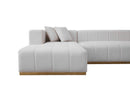 Montecito Ivory Velvet Double Chaise "U" Shape Sectional Sofa - Ornate Home