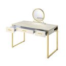 Myles Antique White/Champagne Vanity Set w/USB - Ornate Home