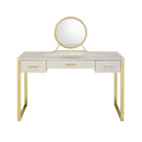 Myles Antique White/Champagne Vanity Set w/USB - Ornate Home