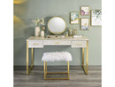 Myles Antique White/Champagne Vanity Set w/USB - Ornate Home