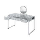 Myles Antique White/Chrome Vanity Set w/USB - Ornate Home