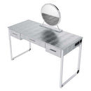 Myles Antique White/Chrome Vanity Set w/USB - Ornate Home