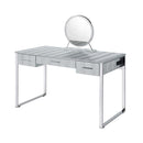 Myles Antique White/Chrome Vanity Set w/USB - Ornate Home
