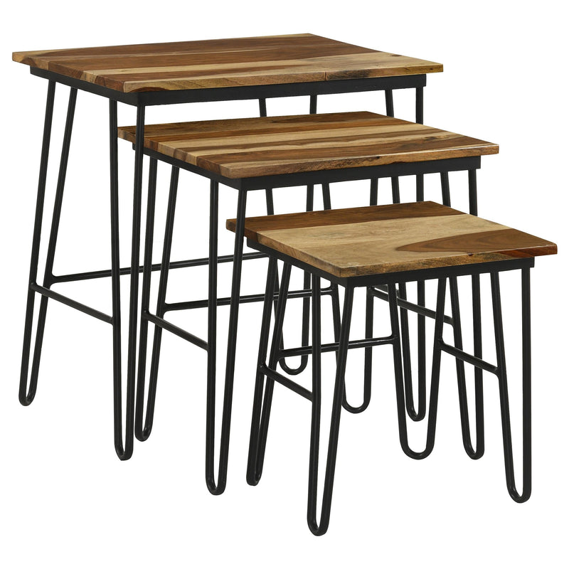 Nayeli Natural 3-piece Solid Sheesham Wood Nesting Tables - Ornate Home